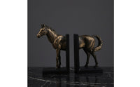 Horse Bookends Carved Resin Bookends with L-Shaped Bases Vintage Book Holders for Readers, Bookshelf