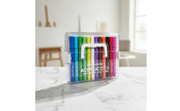 Direct-Liquid 12-Color Acrylic Marker Set Rainbow Colors Brush Tip Acrylic Markers Handle Marker Set in Case Latch Closures