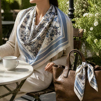 Navy Blue Paisley Waist Scarf for Dresses and Commuter Fashion
