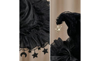 Witch Hat with Lace Trim Handmade Witch Hat with Ribbon Tails Ruffled Costume Headpiece for Cosplayers, Witches, Halloween, Cosplay, Photo Shoots