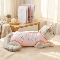 Cat Recovery Suit with Snap Button, Breathable Polyester Spay Suit for Cats, Sleeveless Neuter Suit, Post Surgery Anti Licking Medical Apparel
