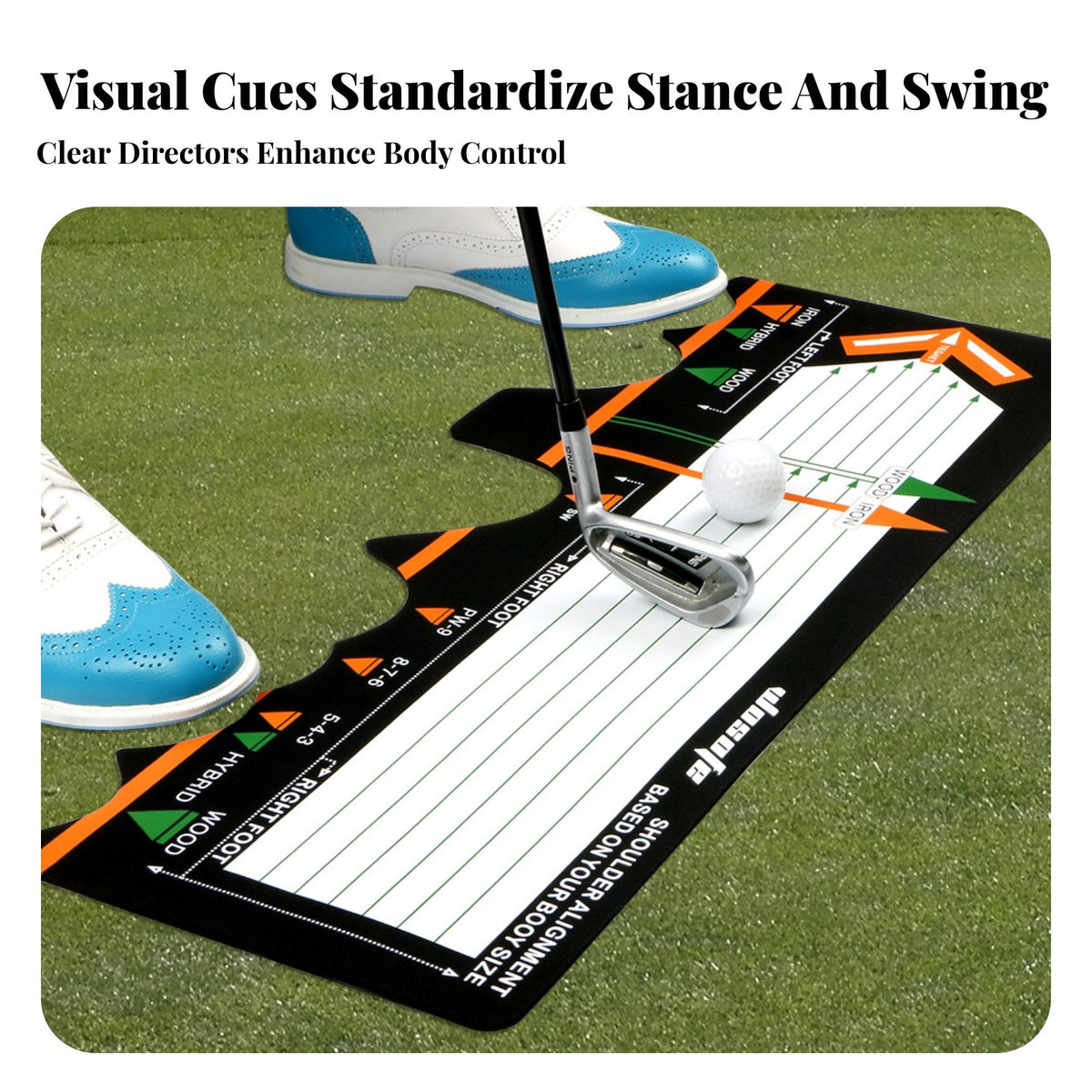 Golf Stance Ion Mat Easy to Use Stance Position Ment Portable Golf Swing Position Ment Mat for Beginners, Golfers, Home, Driving Range, Outdoor