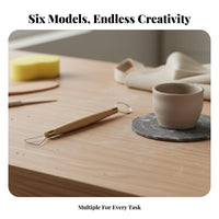 Clay Scraper Tool Stainless Steel Heads Wooden Handle Pottery Trimming Tools