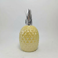 Home Decoration Ceramic Pineapple Figurine with Hand Painted Gold Finish, Living Room Decor Fruit Ornament for Tables and Shelves
