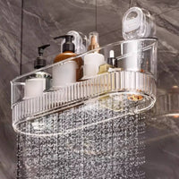 Waterproof Suction Cup Shower Holder Strong Load-Bearing Wall Mounted Bathroom Shelf Large Capacity for Renters, Dorm Room, RV, Kitchen