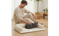 Non-Slip Side Cushion Pet Mat Supportive Cat Cooling Mat Easy to Pet Hygiene Bed with Bolsters Year-Round for Floor, Sofa