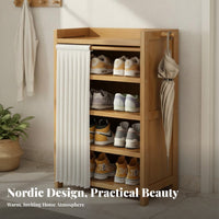 Large Capacity Bamboo Shoe Rack Space Saving Vertical Design Bamboo Shoe Cabinet Easy Assembly Entryway Furniture Adjustable Shelves for Families, Hallway, Bedroom, Closet