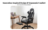 Ergonomic Design Reclining Gaming Chair with Footrest Adjustable Height High-Back Reclining Task Chair 360-Degree Swivel Computer Seat Padded Support for Gamers, Students, Teenagers, Dormitory, Game Room, Studying, Relaxing