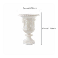 Roman Style Vase Matte Finish Simulated Marble Urn Classic Design White Pedestal Vase for Hotel