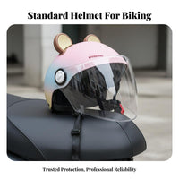 Motorcycle Half Helmet with Visor 3C Certified Fashion Riding Helmet Universal Fit Shielded Headwear for Couples, Women, Daily Commute