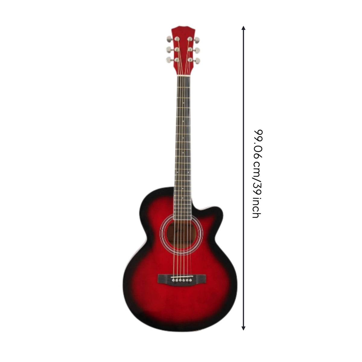 Glossy Cutaway Acoustic Guitar Full-Size 6-String Acoustic Guitar Wood Instrument Beginner-Friendly for Beginners, Students, Hobbyists, Home Practice, Music Lessons
