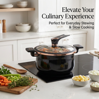 Enamel Pot with Lid, Large Stew for Slow Cooking, Non Soup with Handles for Home Induction Compatible Cookware