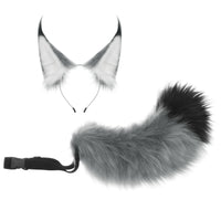 2 Pieces Animal Ears and Tail Faux Hair Feline Ears Headband with Tail Versatile for Cosplayers