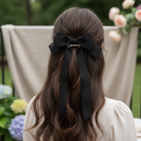 Elegant Organza Bow Hair Clip with Long Streamers, Chinese Style Sweet Hair Accessory