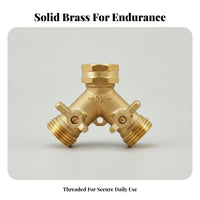 2 Pieces Simple Stream Management Double Shut-off Valve Splitter Threaded 2-Way Brass Hose Splitter Compact Metal Outdoor Watering Angled Design