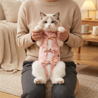 Recovery Suit for Cats with Back-fastener, Sleeveless Cat Neutering Suit for Post-Operative Pet Attention