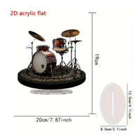 Holiday Gift Acrylic Drum Kit Model Music Themed 2D Acrylic Drummer Ornament Collectible 2D Drum Set Ornament Exquisitely Crafted for Drummers, Musicians, Office Desk, Bookshelf