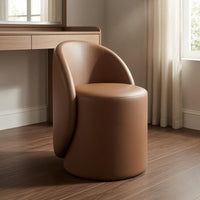 Cushioned Upholstered Vanity Stool Rounded Low-Back Vanity Chair Compact Upholstered Makeup Chair Minimalist for Bedroom, Closet Area