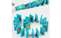 Educational Wooden Domino Game Interactive Matching Game Colorful Wooden Dominoes Sturdy for Preschoolers