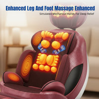 Full Body Kneading Massage Chair Pad, Multifunctional Neck, Shoulder, Spine, Waist, Home Smart Vibration, PU Leather