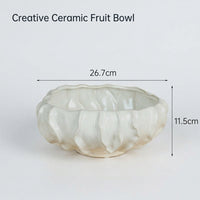 Large Fruit Bowl for Coffee Table and Dining with Glazed Ceramic Finish, Decorative Serving Tray for Kitchen and Room Decor