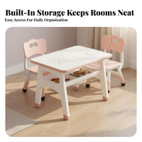 Multi-Functional Kids Table and Chair Set Child-Friendly Design Toddler Play Table Set Easy to Clean Toddler Study Desk with Storage Food-Grade Material for Toddlers, Preschoolers, Parents, Playroom, Daycare, Nursery, Classroom