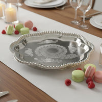 Elegant Design Beaded Tray Mirror-Like Surface Silver Serving Tray Reusable Decorative Fruit Platter Long-Lasting