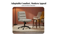 Height Adjustable Upholstered rotating Chair Ergonomic Design Upholstered wheeled Chair Support Computer Seat Minimalist design for Home Workers, Students, Study Room, Dormitory, Bedroom, Small Spaces