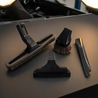 4 Pieces Black Plastic Vacuum Brush Attachment Kit Wide Bristle Edge Vacuum Nozzle Kit Round Bristles Floor Brush Attachment Slim for Textile Surfaces, Narrow Gaps, Corner Cleaning
