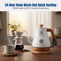 Stainless Steel Electric Gooseneck Kettle, Temperature Control, Drip Over Coffee Pot, Insulated, Fast Heating