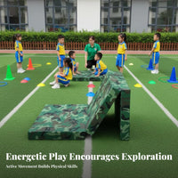 Adjustable Obstacles Kids Obstacle Course Modular Design Children's Physical Training Set Heavy Duty Climbing and Crawling Playset Easy Installation for Preschoolers, Playground, Daycare