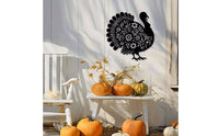 Turkey Metal Wall Art Floral Cutout Turkey Silhouette Wall Art Farmhouse Style for Autumn Harvest, Entryway, Dining Room