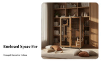 Wooden Cat Villa spacious Large Space Multi-Level Cat Villa Luxury Design Pet Furniture for Indoors, Living Room, Bedroom