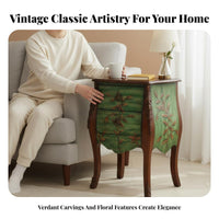 Square Side Table with Drawer and Shelf Vintage design Bedside Table with Storage adaptable Use Sturdy Construction for Hallway