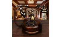 Antique Style Telephone Wood-Finish Vintage Telephone Retro Phone Corded Old-Fashioned Phone Decorative for Decorators, Study