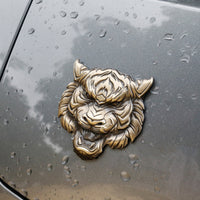 Antique Gold Tiger Face Car Emblem 3D Tiger Head Emblem Long-Lasting Hardware Thick for Bikers