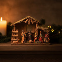 Nativity Set with Stable Miniature Christmas Creche Traditional Nativity Figurine for Collectors, Mantel