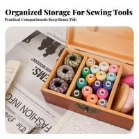 Chinese Design Sewing Storage Box With Compartments Wooden Sewing Box Large Capacity Retro Needlework Storage Case for Embroidery Enthusiasts