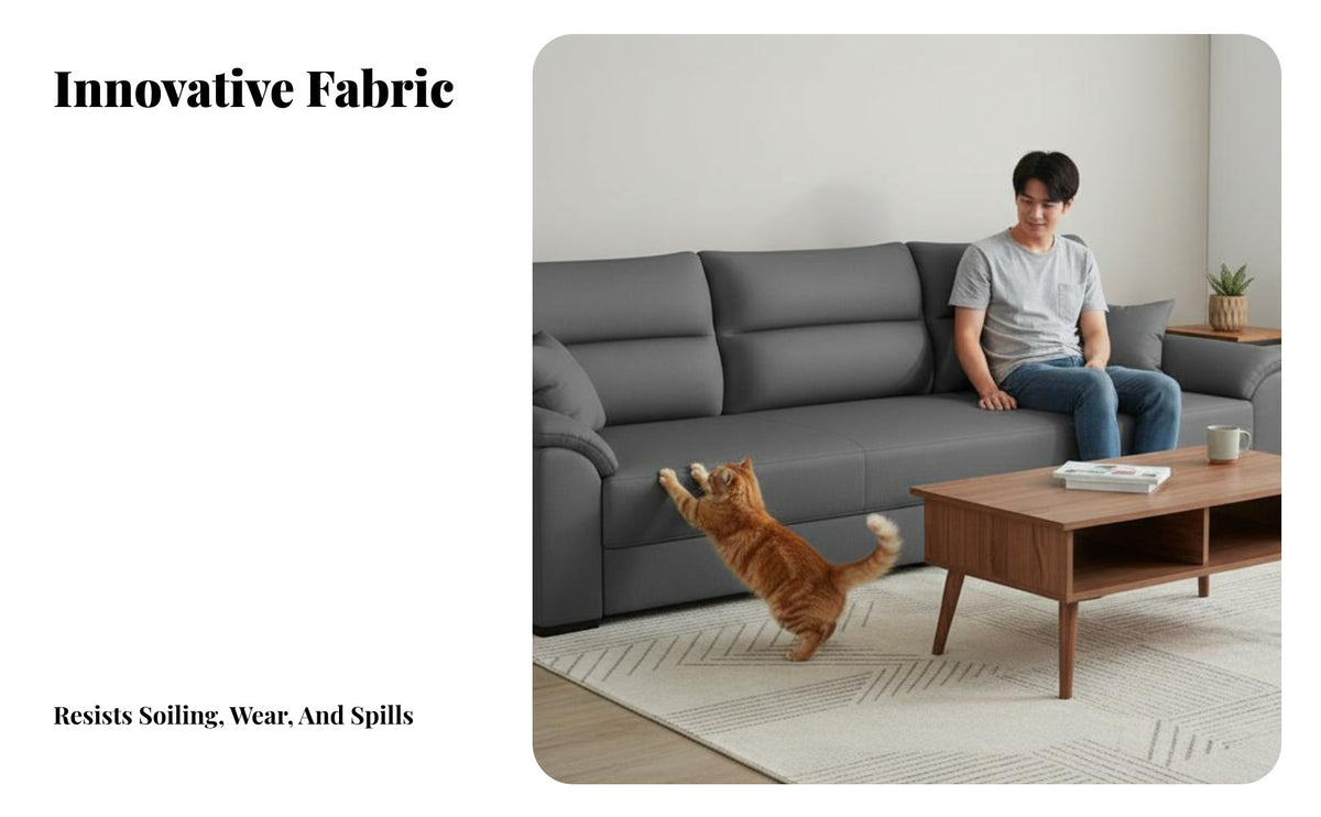 Abrasion-ResistantResistant Curved Sectional Sofa Petaccommodating Couch Modern Design Seating Furniture Performance Fabric for Apartment Dwellers, Homeowners, Entertainers, Living Room, Lounge Area, Home, recreation Space