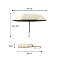 Waterproof Automatic Folding Umbrella Fiberglass Ribs Hook Handle Umbrella Black-Coated Weather Accessory