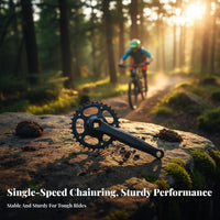 Mountain Bike Crankset Narrow Wide Cogs Square Taper Crankset Square Taper Crank Limb Set High-Strength Aluminum Alloy