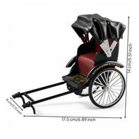Rickshaw Model Retro Vintage Rickshaw Miniature Pedicab Model with Canopy Decorative Vehicle Detailed for Collectors, Desk