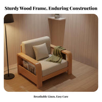 3-Seater Storage Settee sturdy Wood Frame Sofa Modern Oriental Design Living Room Furnishing for Apartment Dwellers, Small Families, Lounge Area