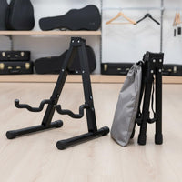V-Shaped Guitar Stand Foldable Electric Guitar Floor Stand Cushioned Padding Portable Instrument Holder for Bassists, Artists