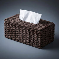 Tissue Box for Bedroom Decor and Farmhouse Decor, Rectangular Tissue Holder and Paper Holder, Rustic Handmade Woven Design with Tight Braid