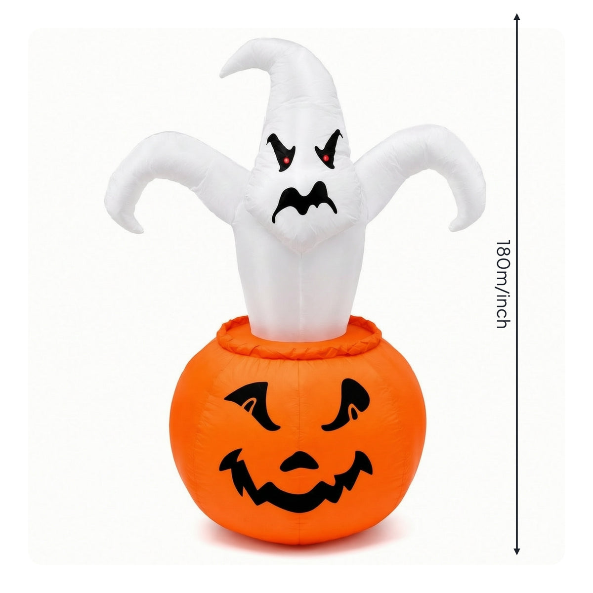 Inflatable Ghost with Pumpkin Lighted Ghost in Pumpkin Inflatable Lawn Decoration Giant Spooky for Yard, Garden