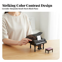 Photography Prop Dollhouse Piano with Bench Realistic Design Miniature Piano and Stool Set Opening Lid Toy Musical Instrument Lightweight for Collectors, Hobbyists, Kids, Room Decoration