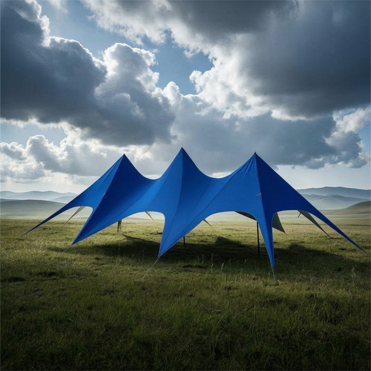 Three-Peak Canopy Tent Heavy Duty Star Canopy with Poles Tear-Resistant Large Outdoor Pavilion for Event Planners, Campers, Festivals, Camping