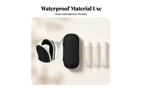 Textured Material Black Zip Pouch Metal Loop Zippered Storage Pouch Rounded Rectangular Zipper Bag Compact