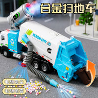 Alloy Garbage Truck Toy with Vacuum and Spray Functions
